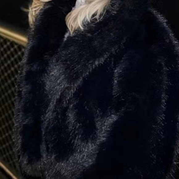 Black Solid Faux Fur Collar Coat Jacket XS new - Picture 5 of 7